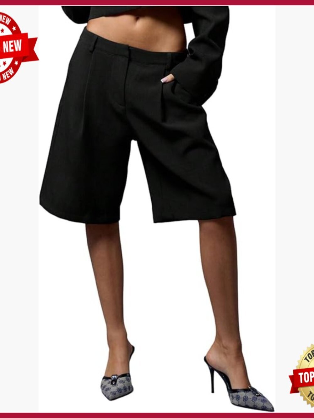Women's Pleated Dress Shorts Business Casual Wide Leg Suit Work Shorts with